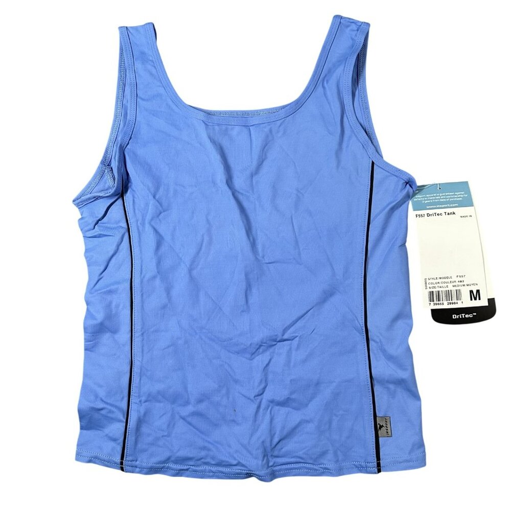 InSport Tank Top Womens Medium Blue F557 DriTec‎ Athletic Workout Made USA New